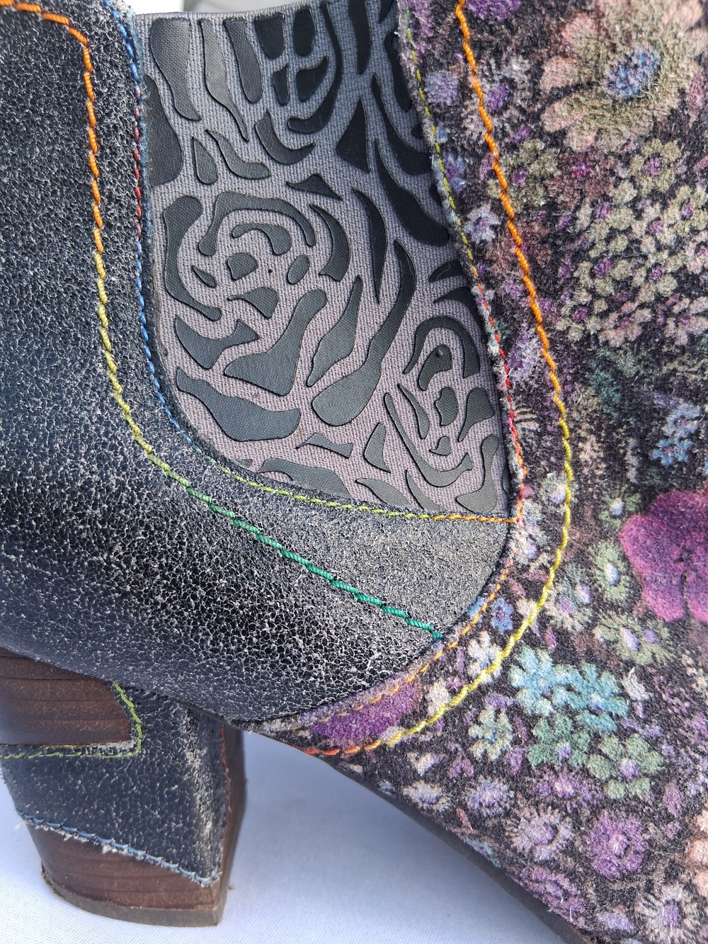 L'Artiste by Spring Step Melvina Leather Multi Floral Ankle Boots Size 39 - Picture 4 of 11